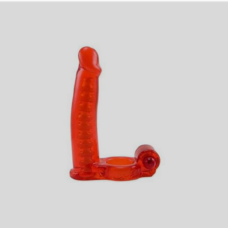 Double Penetrator Cock Ring With Bendable Dildo
